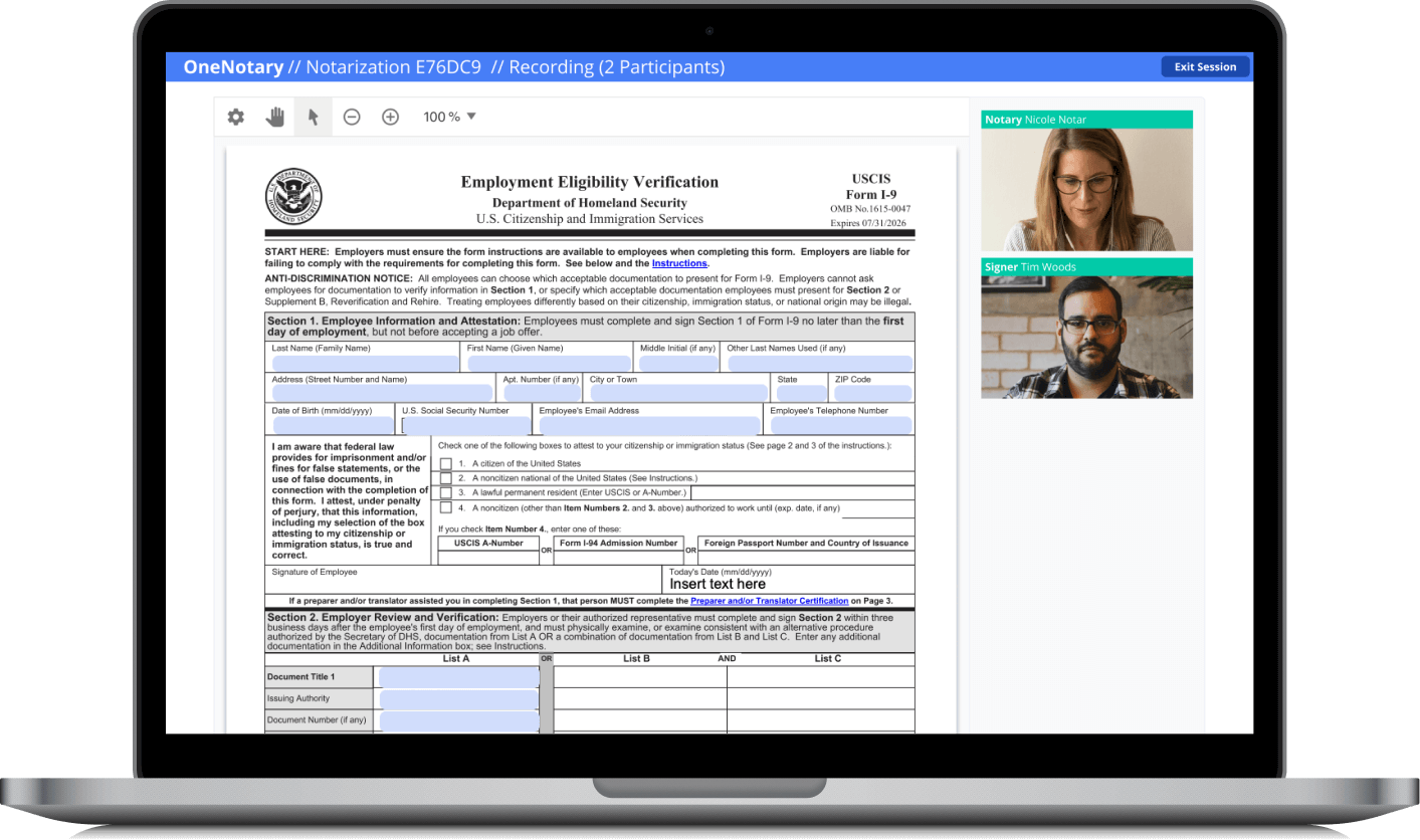 I Form Notary Online Uscis Employment Eligibility Verification